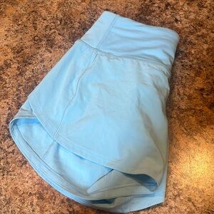 LULULEMON kayak light blue speed up shorts, size 2
